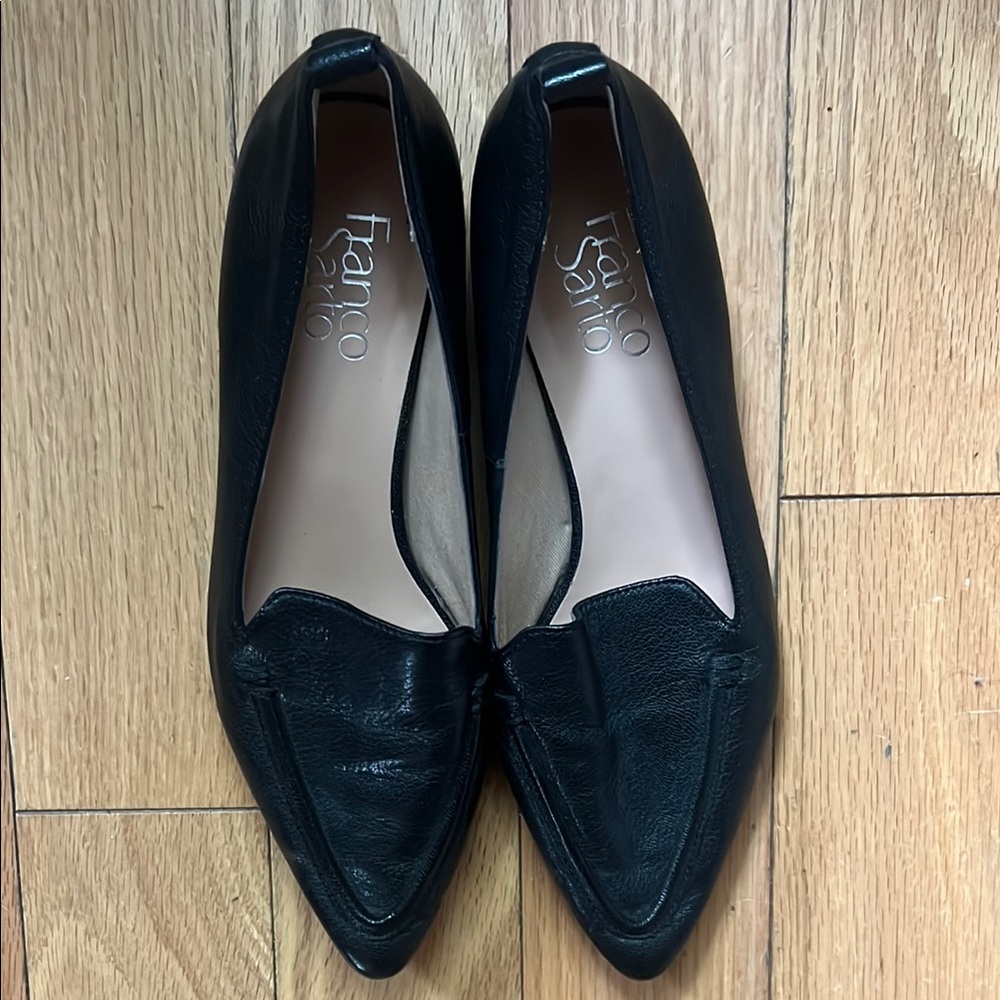 Franco Sarto Black Pointed-Toe Flats
